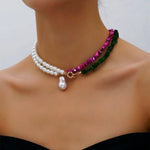 Load image into Gallery viewer, Elegant Pearl Statement Necklace Choker
