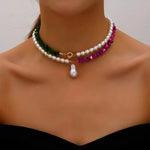Load image into Gallery viewer, Elegant Pearl Statement Necklace Choker

