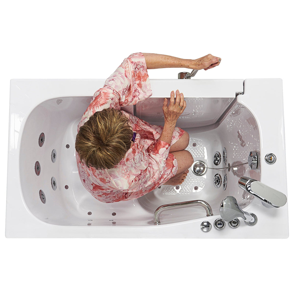 ELLA&#39;S BUBBLES Outward Swinging Tub Ella Mobile 26x45 Walk-In Bathtub