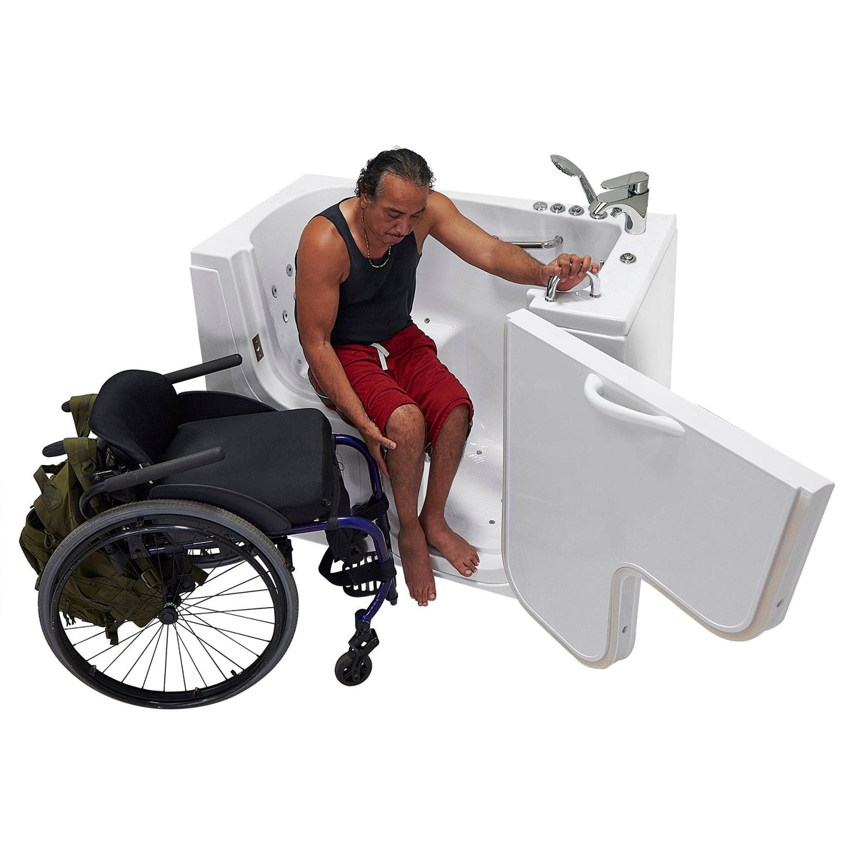 ELLA&#39;S BUBBLES Transfer Tubs Ella Wheelchair Transfer 26x52 Walk-In Bathtub