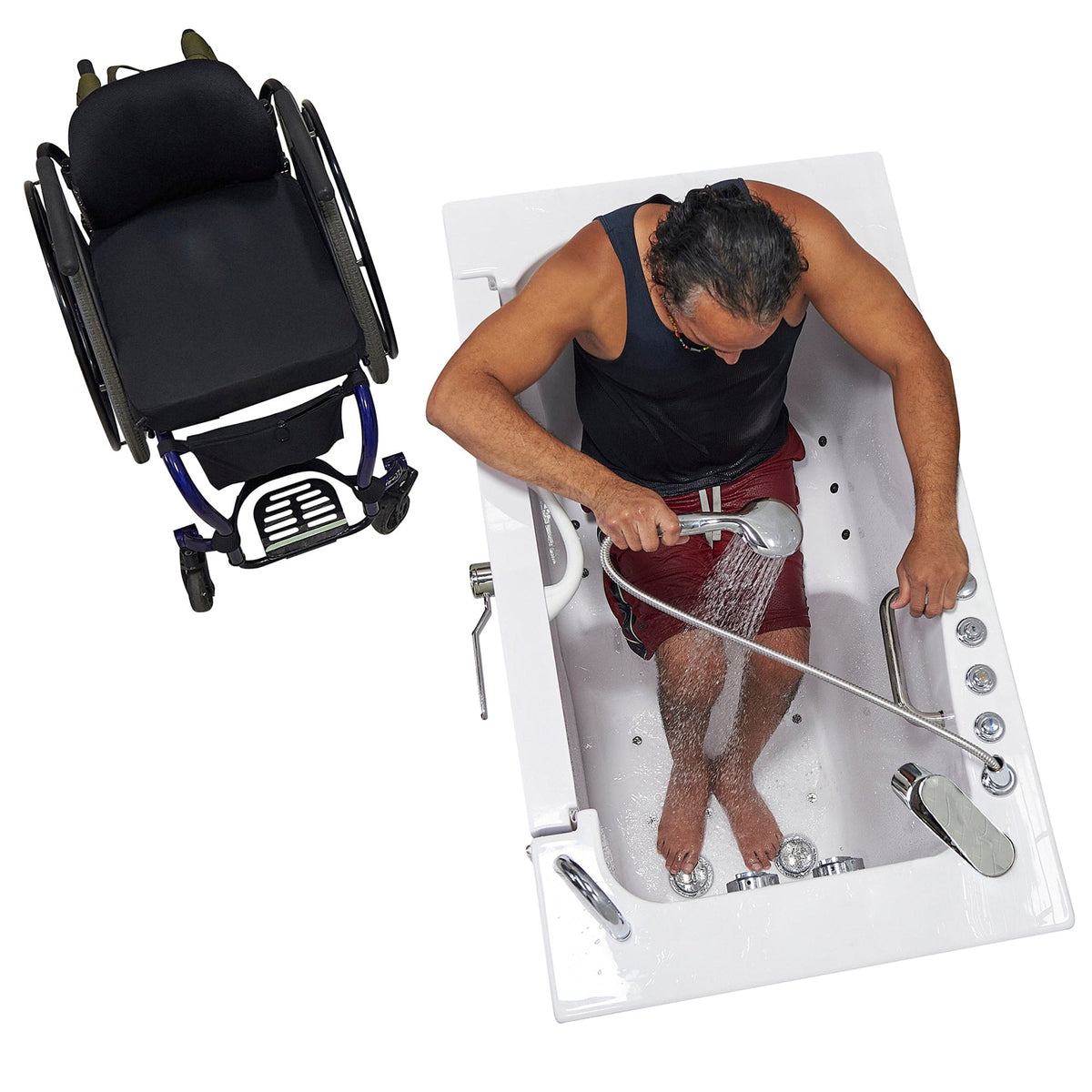 ELLA&#39;S BUBBLES Transfer Tubs Ella Wheelchair Transfer 30x52 Walk-In Bathtub