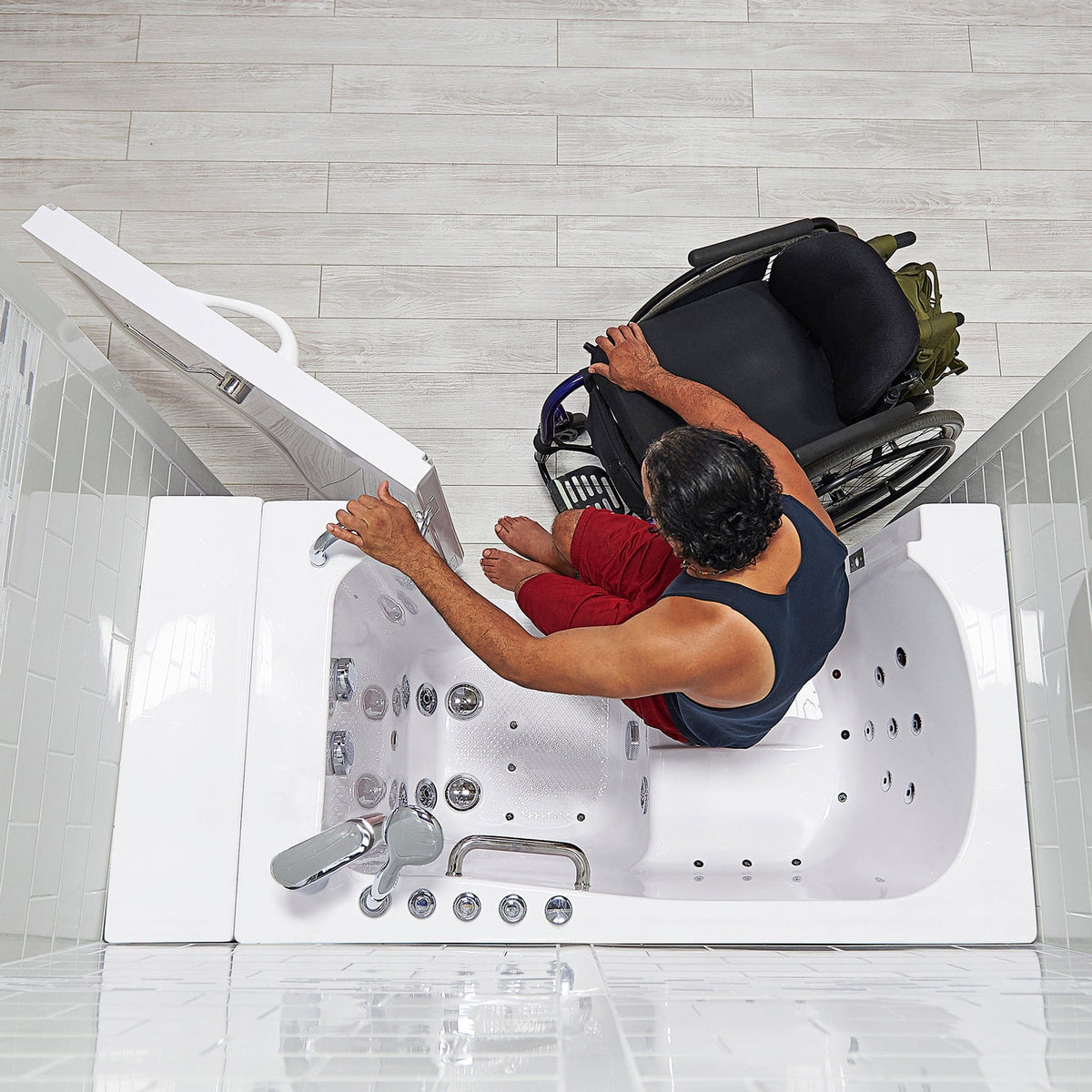 ELLA&#39;S BUBBLES Transfer Tubs Ella Wheelchair Transfer 30x52 Walk-In Bathtub