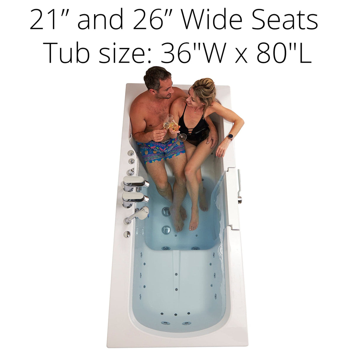 ELLA&#39;S BUBBLES Two Seater Tubs Ella Big4Two 36x80 Two Seat Walk-In-Bathtub