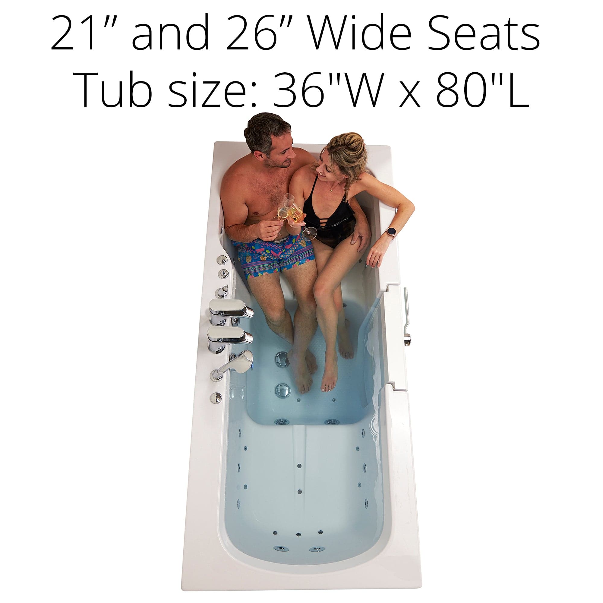 ELLA'S BUBBLES Two Seater Tubs Ella Big4Two 36x80 Two Seat Walk-In-Bathtub