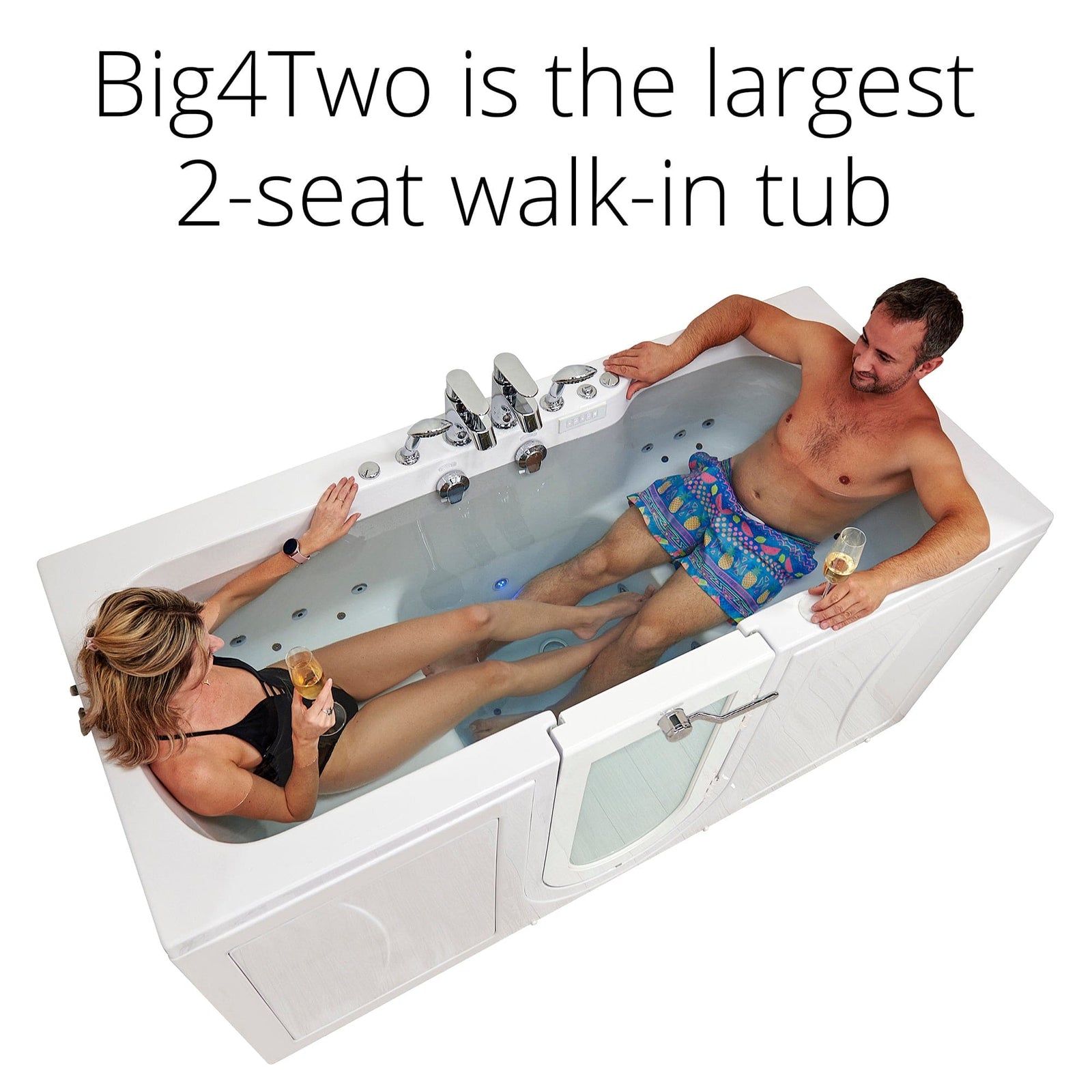 ELLA'S BUBBLES Two Seater Tubs Ella Big4Two 36x80 Two Seat Walk-In-Bathtub