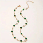 Load image into Gallery viewer, Emerald and Diamond Spaced Choker Necklace
