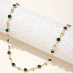 Load image into Gallery viewer, Emerald and Diamond Spaced Choker Necklace
