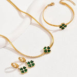 Load image into Gallery viewer, Emerald Four Leaf Clover Necklace, Bracelet, and Earring Set
