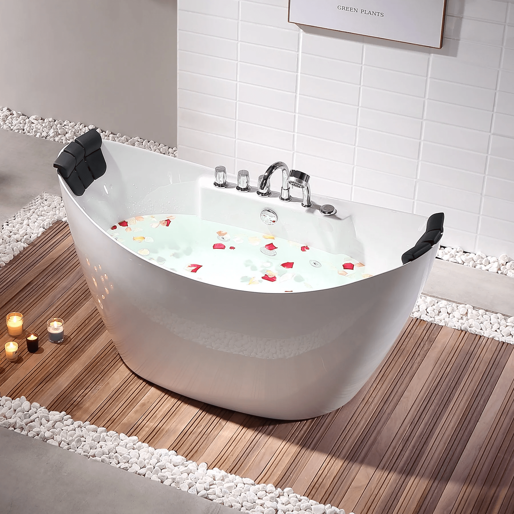 EMPAVA Freestanding Massage Bathtub Empava 67 in. Whirlpool Freestanding Acrylic Bathtub - EMPV-67AIS10