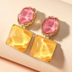 Load image into Gallery viewer, Enamel Geometric Oval Square Earrings
