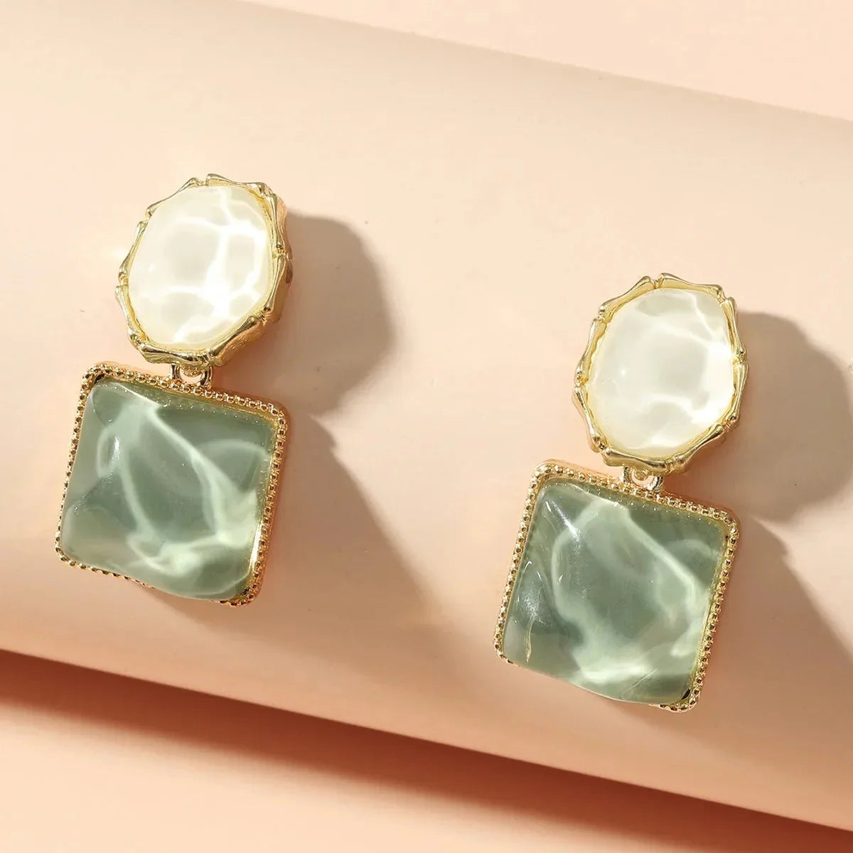 Enamel geometric oval square earrings 362982