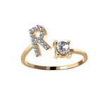 Load image into Gallery viewer, Adjustable Dainty Diamond Letter Initial Ring
