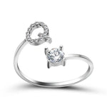 Load image into Gallery viewer, Adjustable Dainty Diamond Letter Initial Ring
