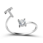 Load image into Gallery viewer, Adjustable Dainty Diamond Letter Initial Ring
