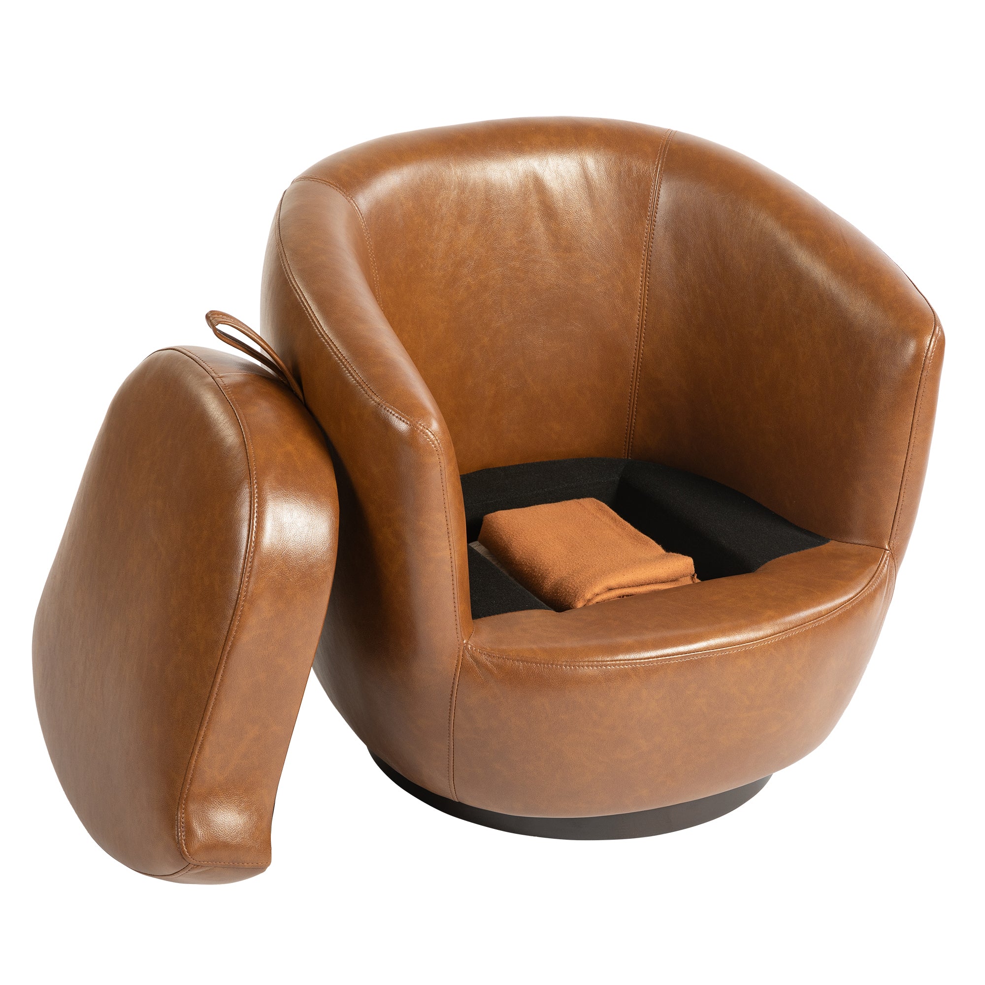 Light Brown Upholstered Accent Swivel Chair