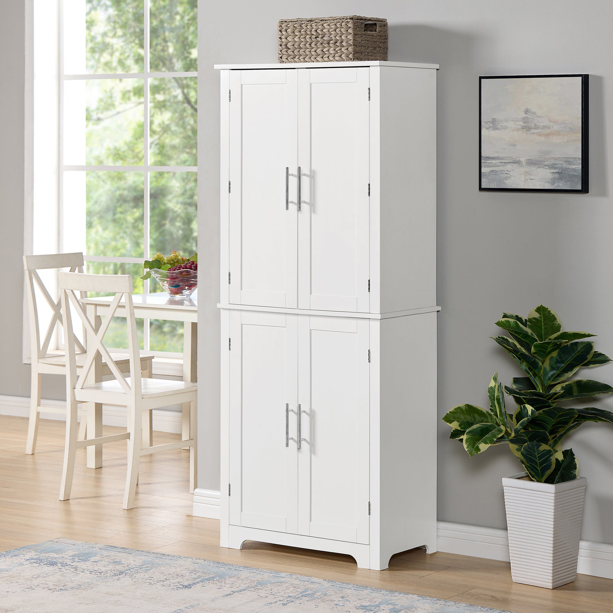 MDF Bathroom Cabinets with Doors and Open Shelves In White