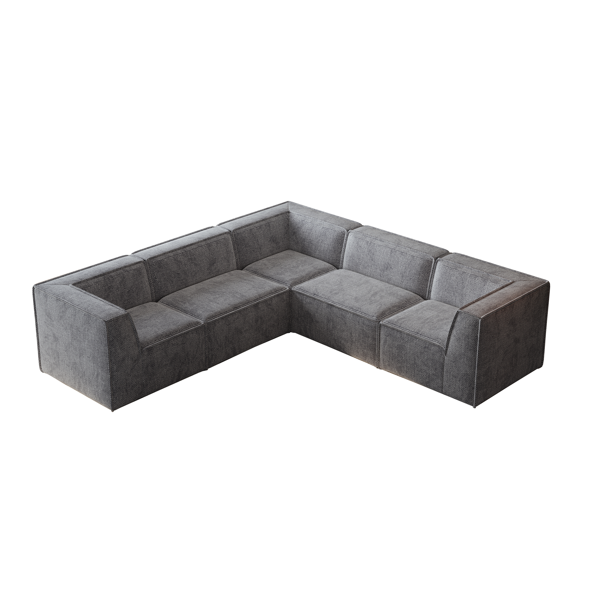 Kinshasa 5-Seat Modular Chenille Sofa in Gray