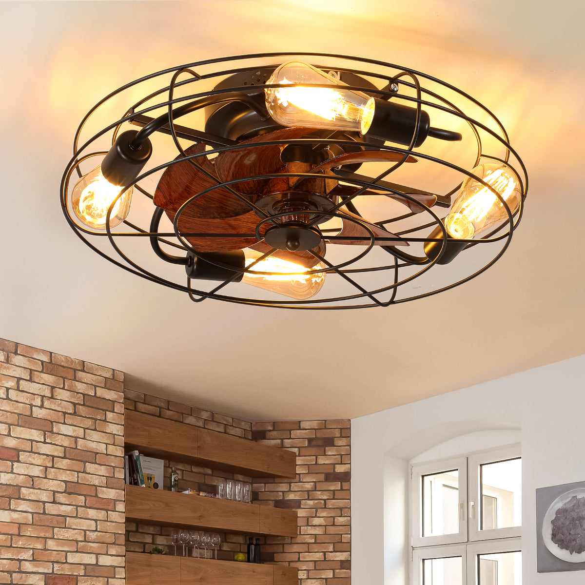 Aestin&#39;s 20&#39;&#39; Farmhouse Caged Ceiling Fan with Light