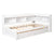 White Twin Bed with L-Shaped Bookcases and Storage Drawers