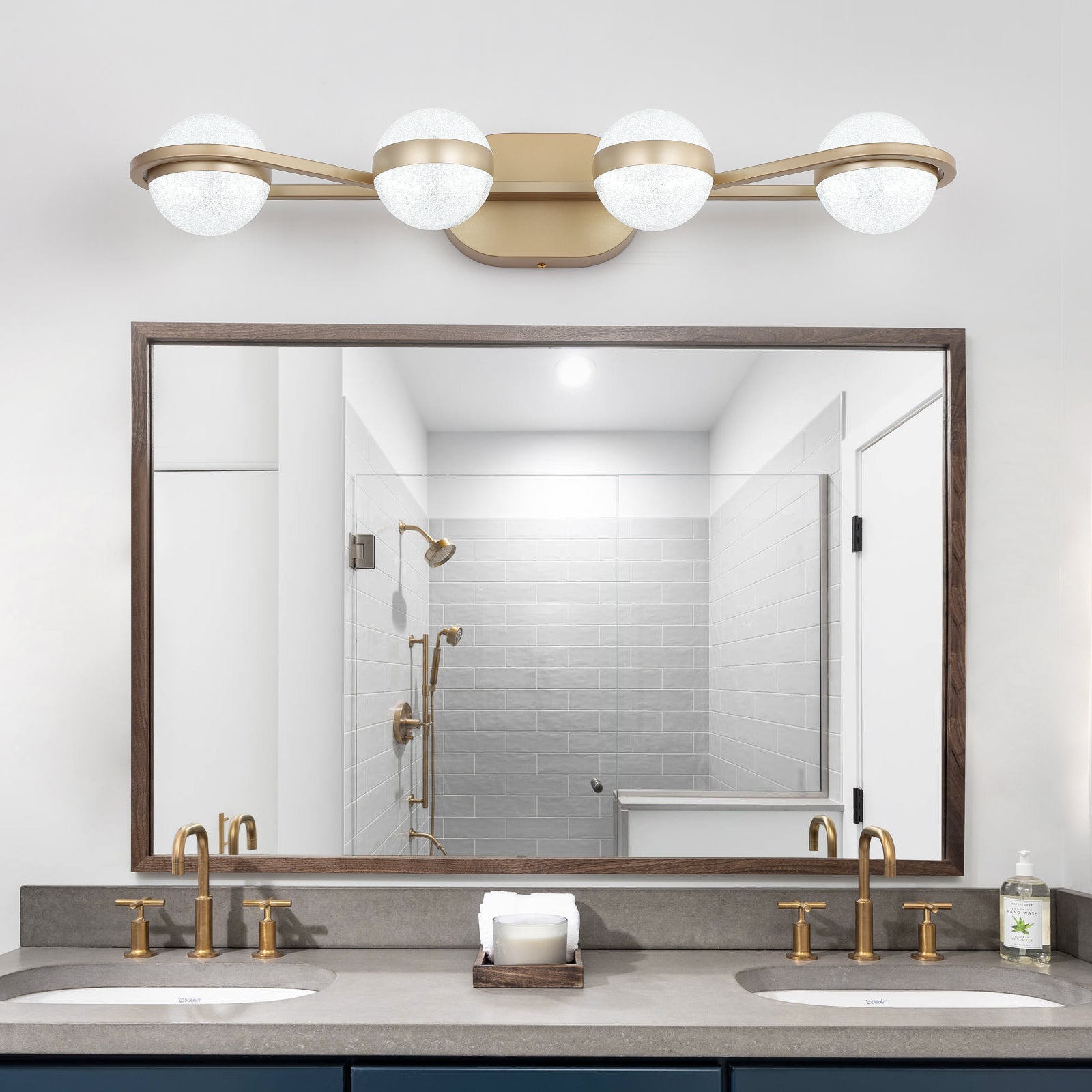 Modern Brushed Gold 4-Light Vanity Lighting Fixture