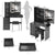 37 Inch Left Bedside Cabinet Vanity Table Set With Cushioned Stool 2 AC Outlets 2 USB Ports Touch Control LED Mirror In Black