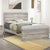 Full Size Farmhouse Style Pine Wood Platform Bed Frame in Rustic White