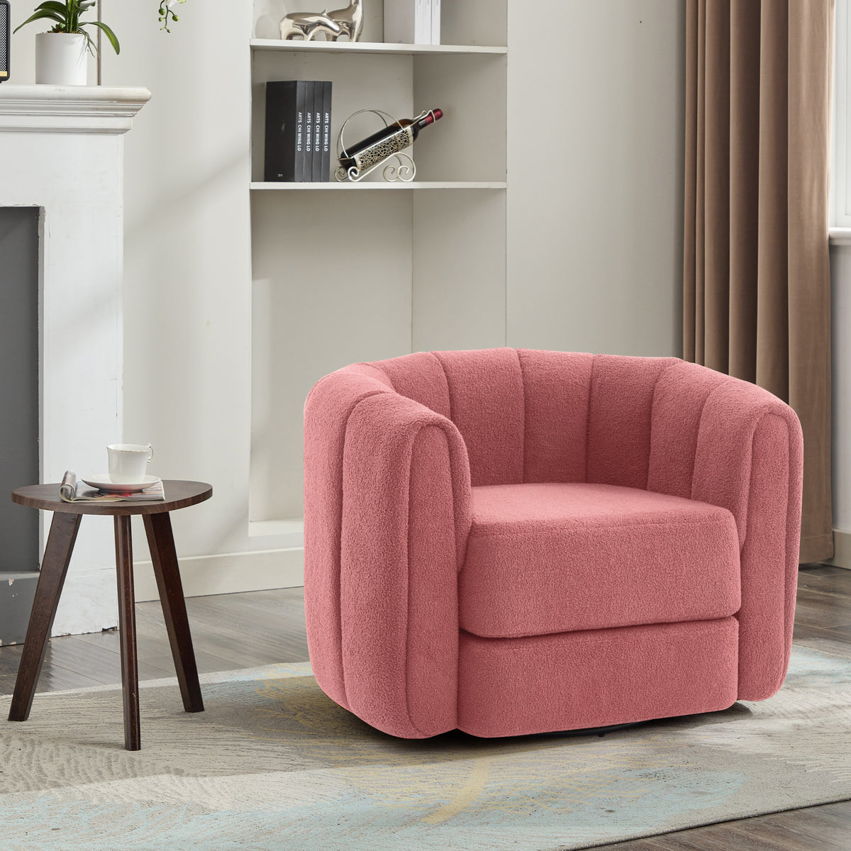 Swivel Accent Chair - Comfy Living Room Chair with Wood Base, Wide Upholstered Seat, Stylish Design