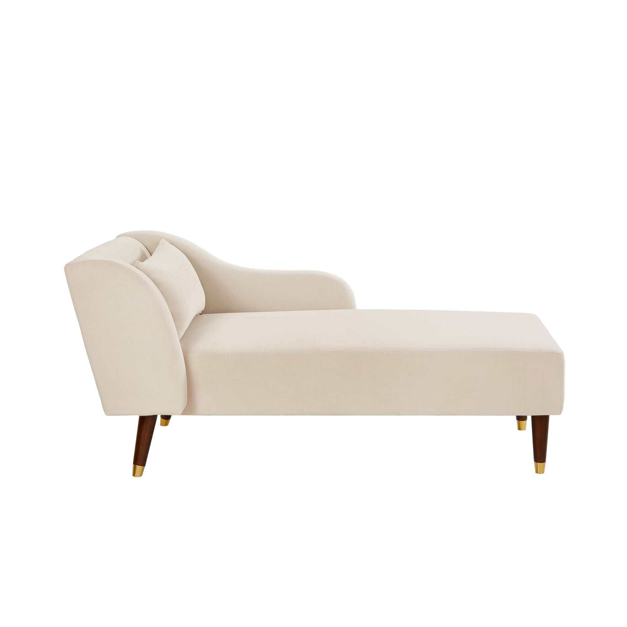 Modern Beige Velvet Chaise Lounge