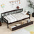 Espresso Tones Twin-Size Pine Wood Daybed with Storage Drawers