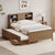 Walnut Twin Wooden Bed with Trundle, Drawers & Storage Headboard