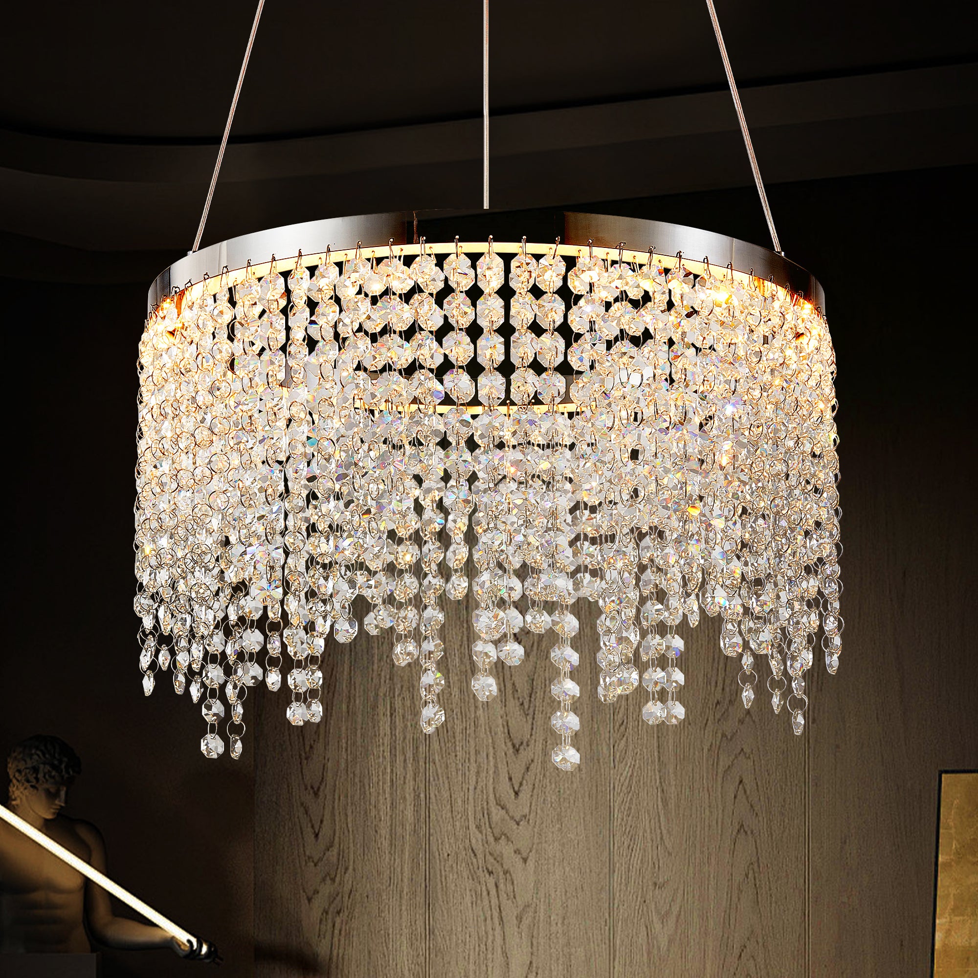 15.7-Inch Luxury Modern Crystal Pendant Light Chandelier