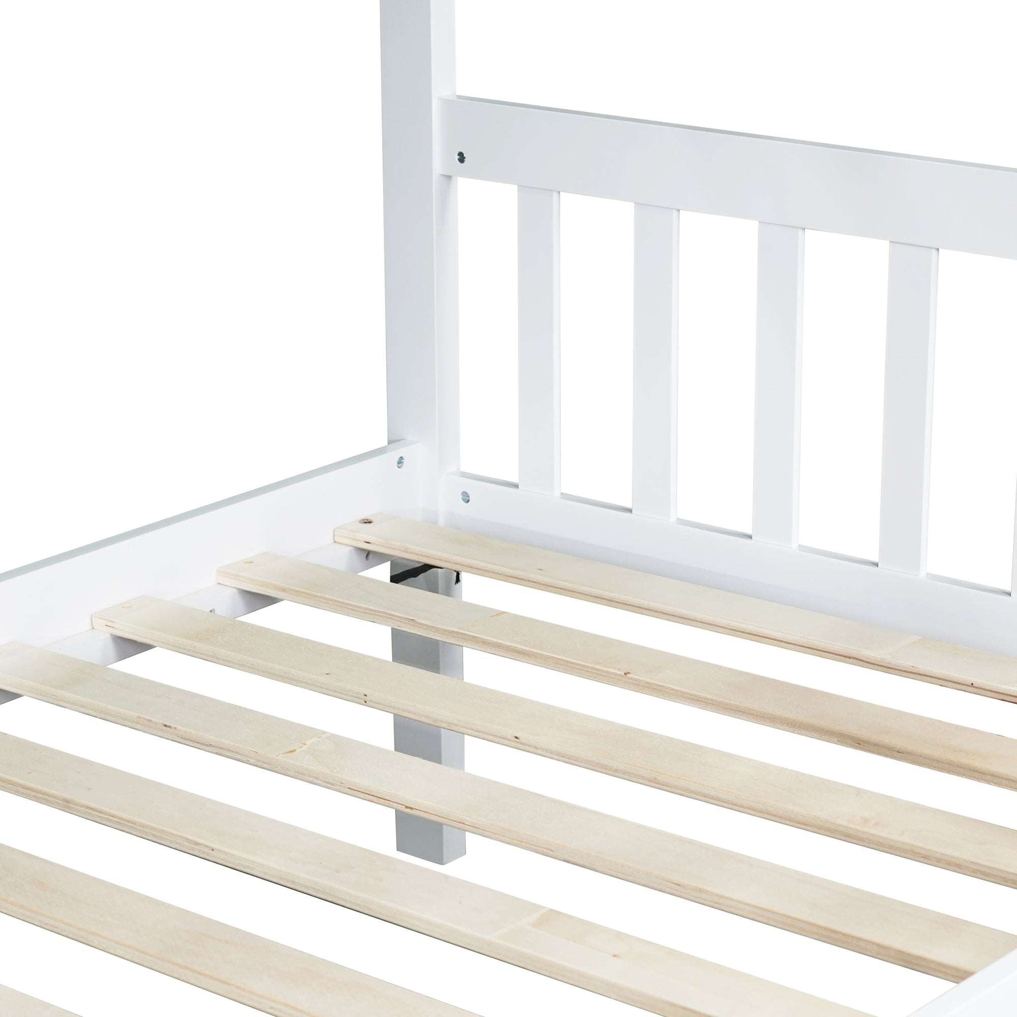 Convertible Twin Over Twin Rubber Wood Bunk Bed with Trundle