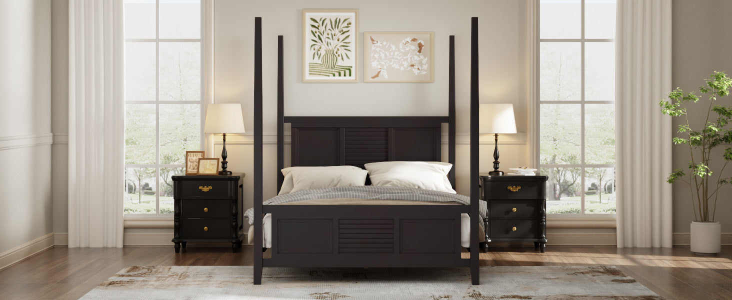 Classic Four-Poster King Sized Bed in Espresso