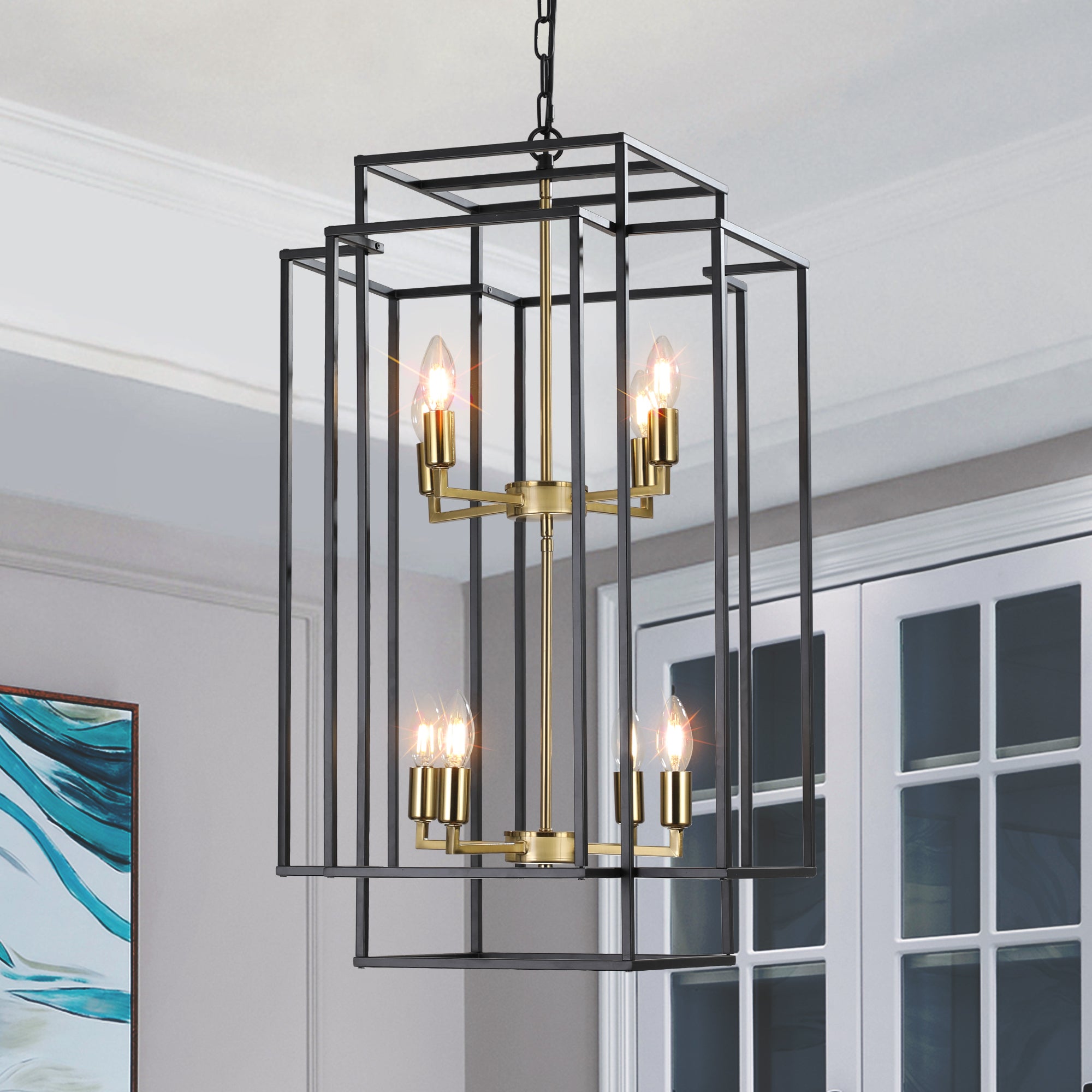 Aestin's Rustic Farmhouse Gold Pendant Chandelier