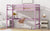 Pink Twin High Loft Bed with Built-in Desk, Rubber Wood Frame, and Safety Guardrail