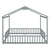 Gray Double Twin House-Style Toddler Floor Bed with Fence and Guardrails