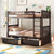 Convertible Twin over Twin Bunk Bed with Drawers in Espresso