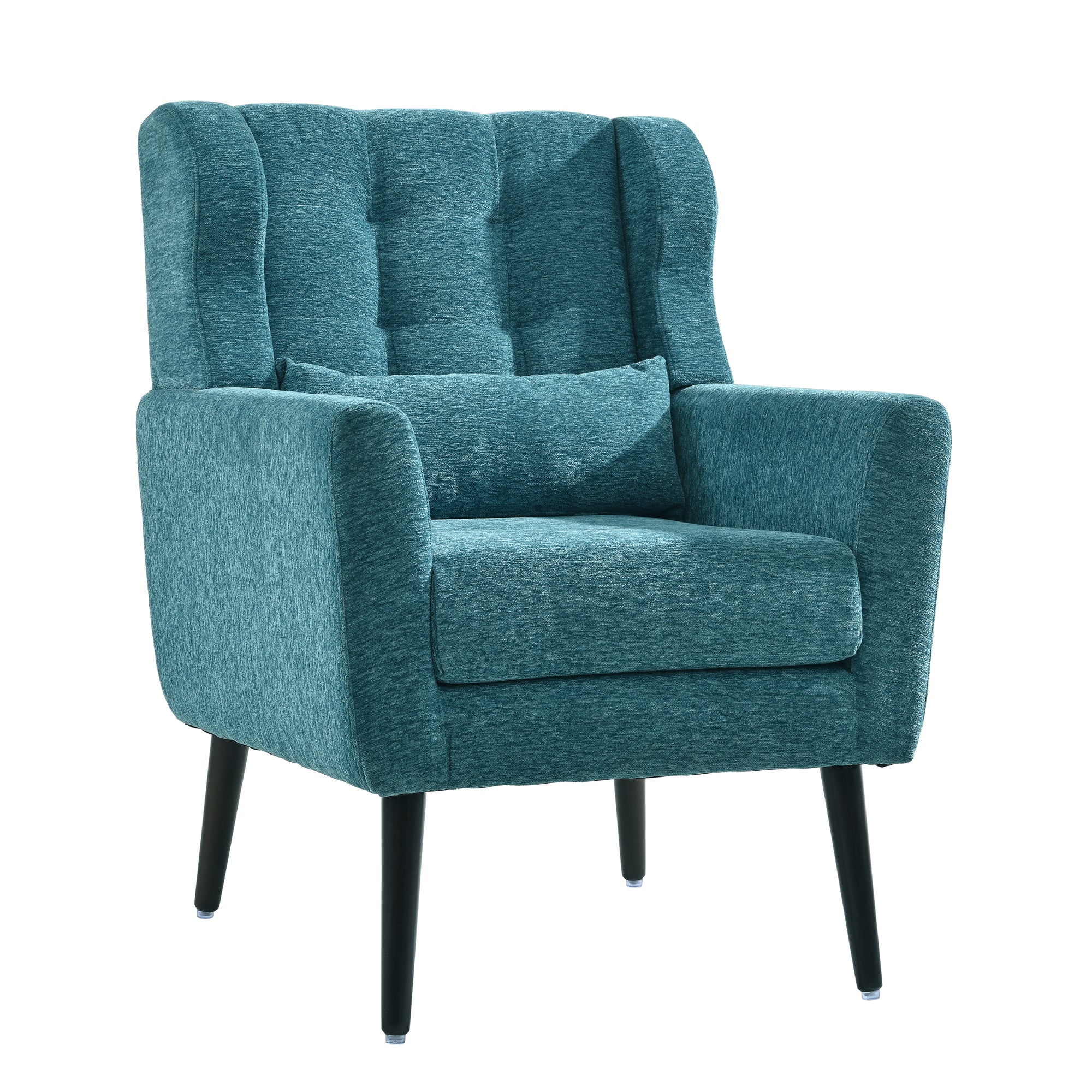 Modern Mid Century Accent Chair In Teal Chenille