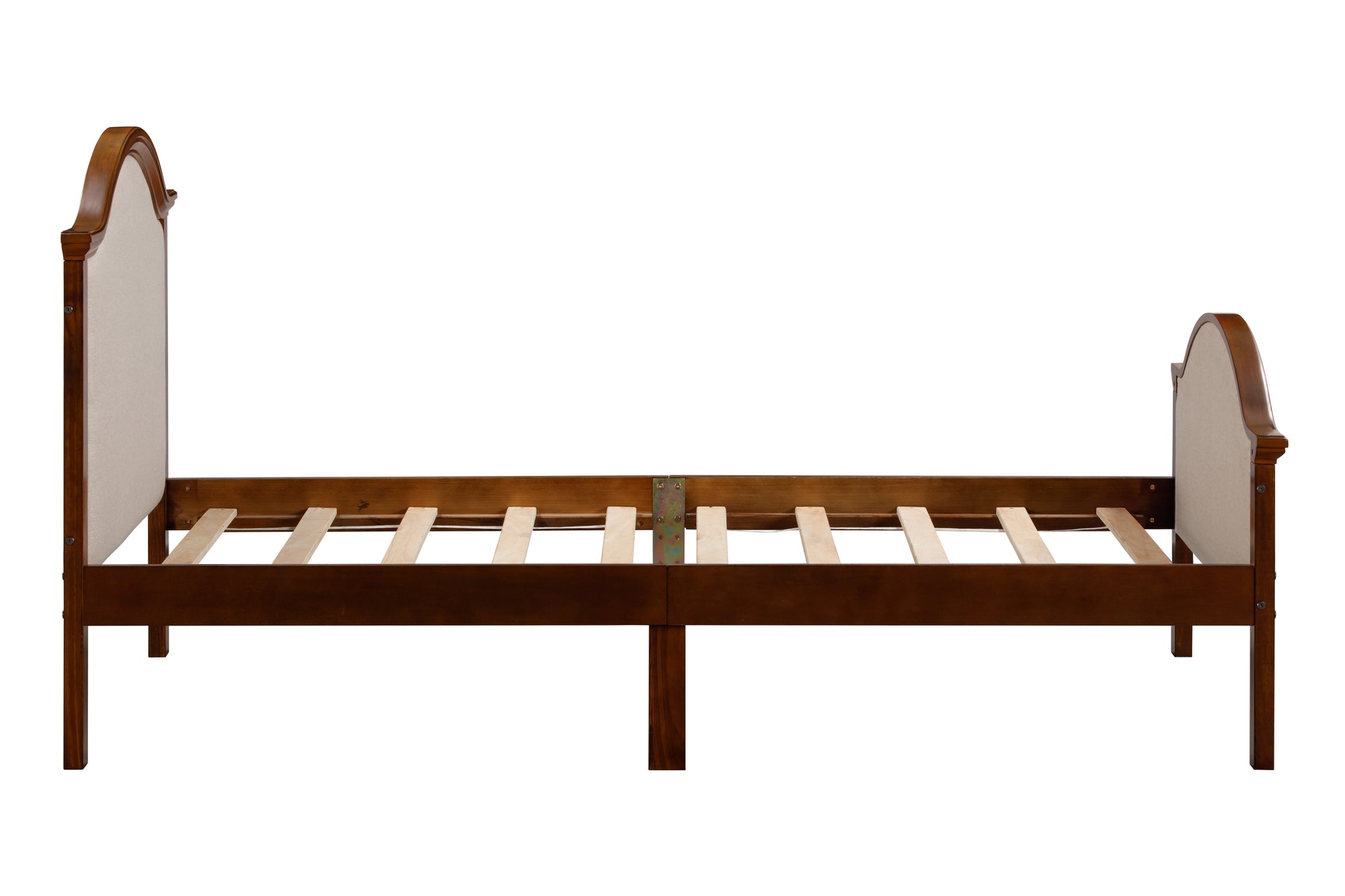 Walnut Finish Twin Size Bed Frame with Headboard and Footboard