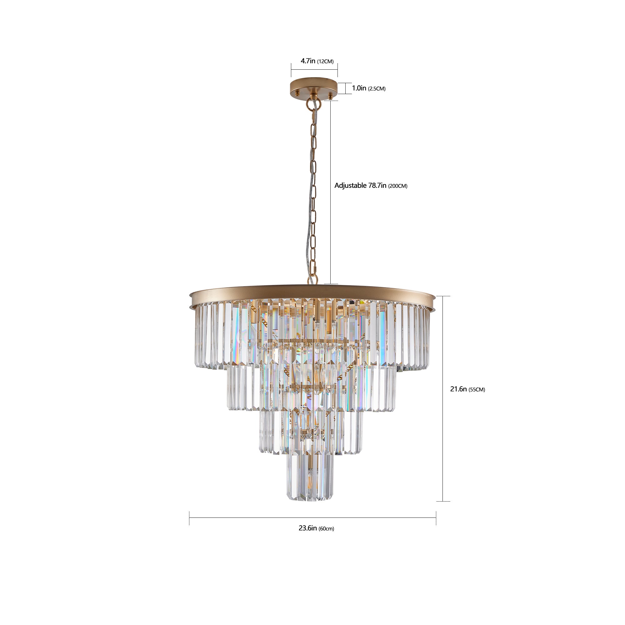 Aestin's 23.6-Inch 4 Tier Golden Modern Crystal Chandelier