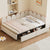 Full Size Upholstered Daybed with 2 Drawers and Soft Velvet Headboard No Box-spring Needed In Beige