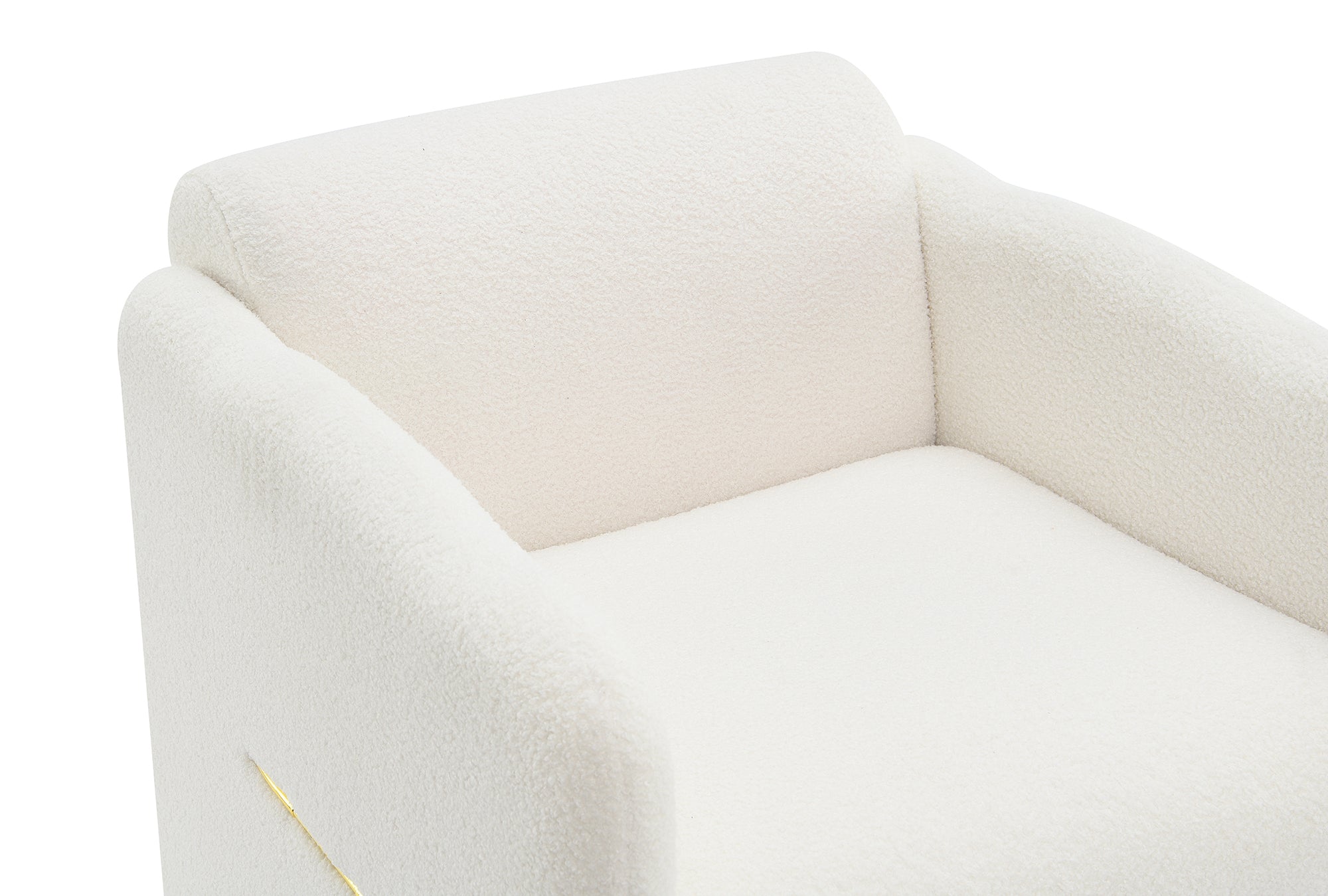 Accent Chair - White Teddy Fabric, Waved Arms, Ideal for Living Room & Bedroom