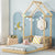 Natural Twin House-Shaped Roof Headboard Toddler Floor Bed