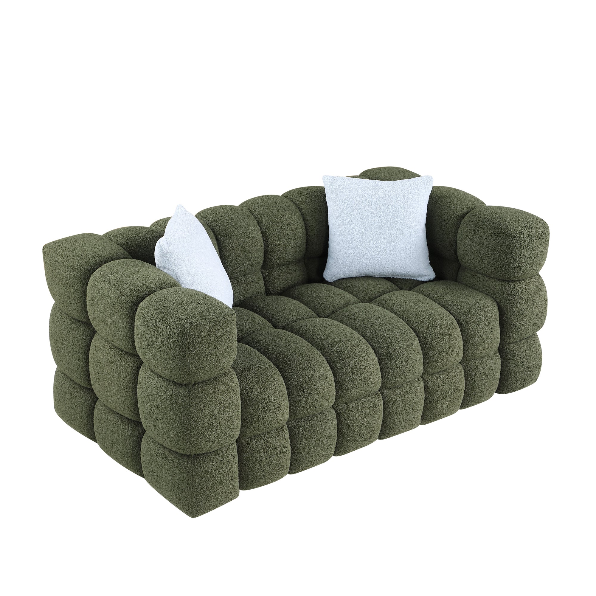 Timimoun Boucle Sofa in Olive Green