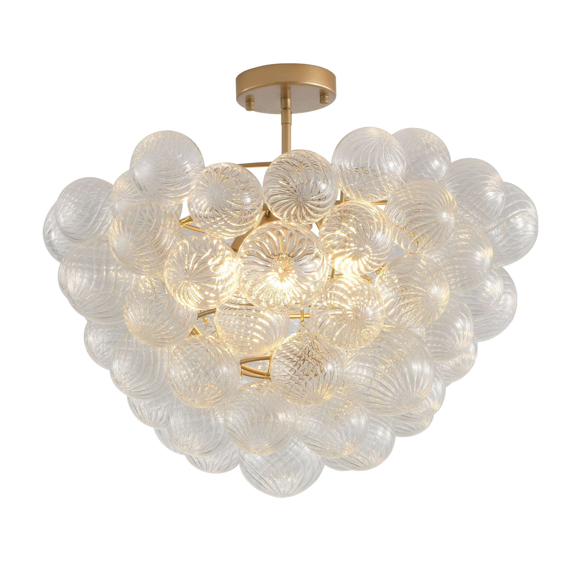 Gold Ceiling Pendant Light with Threaded Clear Glass Globe Shade