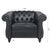 Black Mid-Century Faux Leather One Seater Sofa