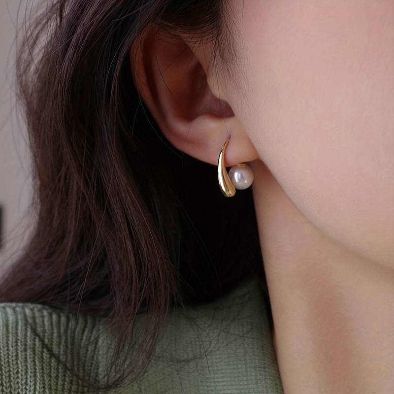 Pearl Water Drop Earrings Teardrop Earrings with Pearl Clasp