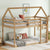 White Oak Twin Over Twin Rubber Wood House-Shaped Bunk Bed with Ladder & Guardrails