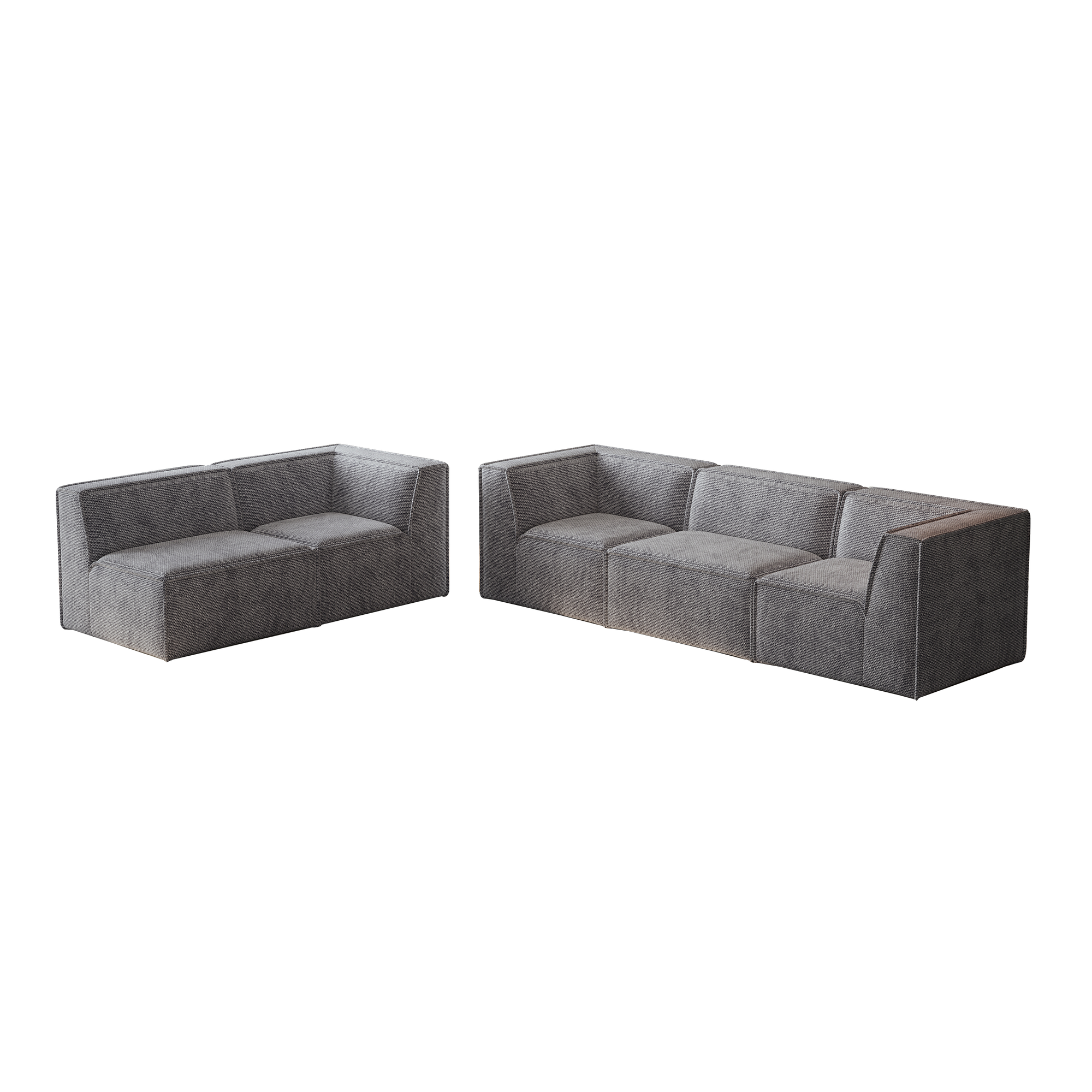 Kinshasa 5-Seat Modular Chenille Sofa in Gray