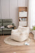 Soft Teddy Tufted Bean Bag Chair in Ivory White